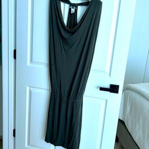 Soft olive dress that blouses to adjust length